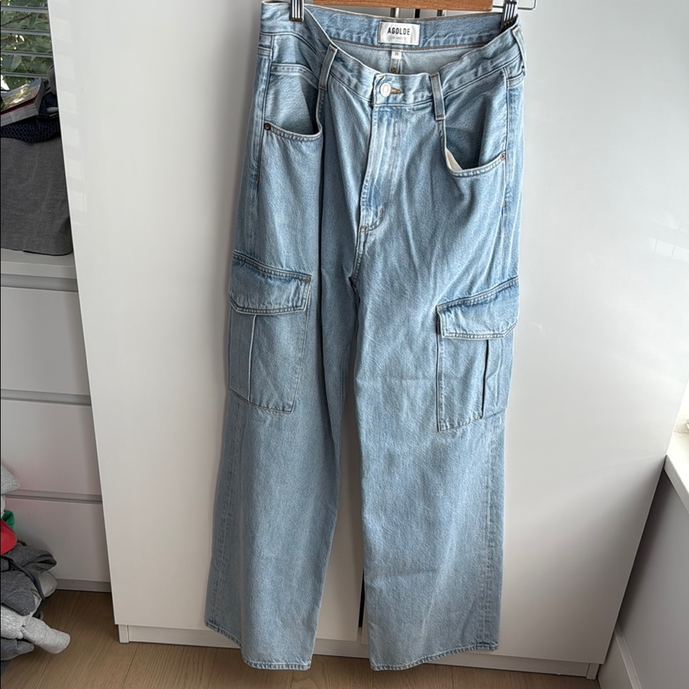 Agolde Minka Blue Cargo Jeans - Picture 2 of 9